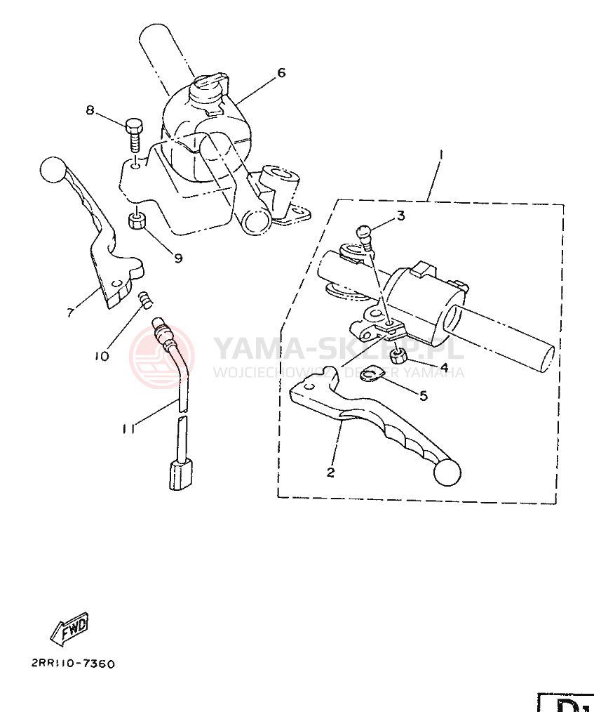 Schemat "Kierownica i osprzęt" do Yamaha YSR80 YSR80B