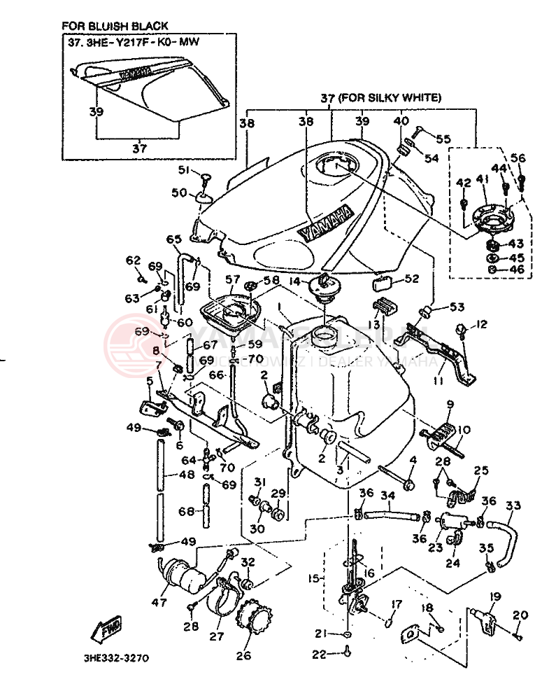 Schemat "zbiornik paliwa" do Yamaha FZR600 GENESIS