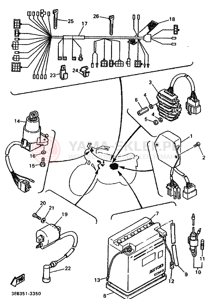 Schemat "układ elektryczny" do Yamaha SR500