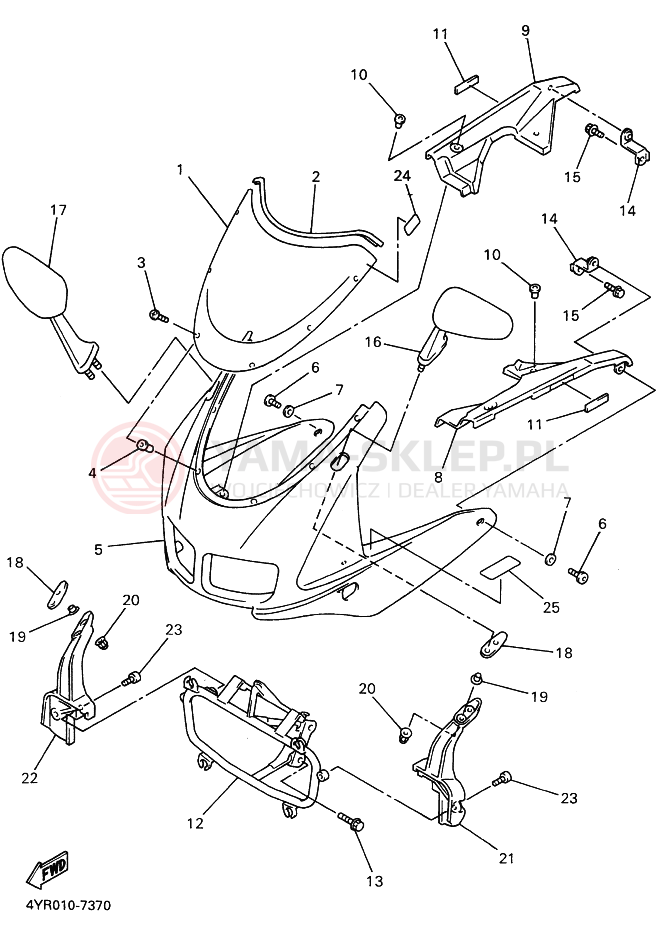 Schemat "elementy nadwozia" do Yamaha FZ400