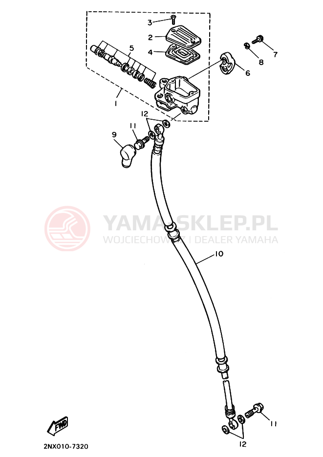 Schemat "Pompa hamulcowa przednia" do Yamaha SRX400