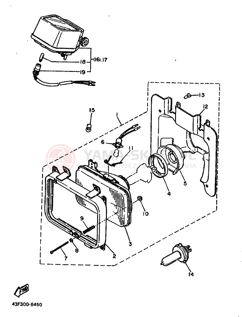 Schemat "Lampa przód" do Yamaha XT600