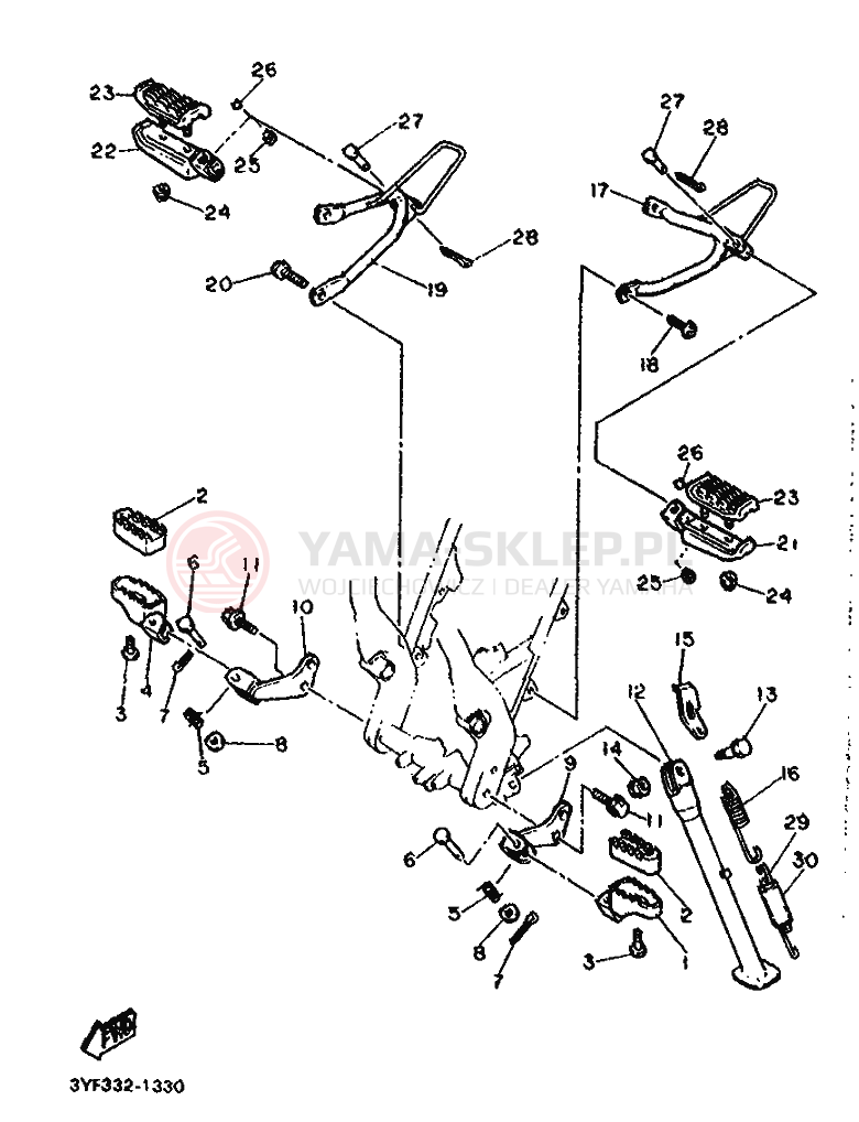 Schemat "Stopka postojowa i podnóżki" do Yamaha XTZ660