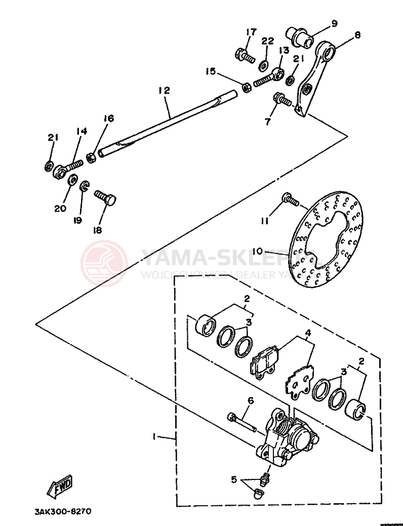 Schemat "Zacisk hamulcowy tylny" do Yamaha TZ250