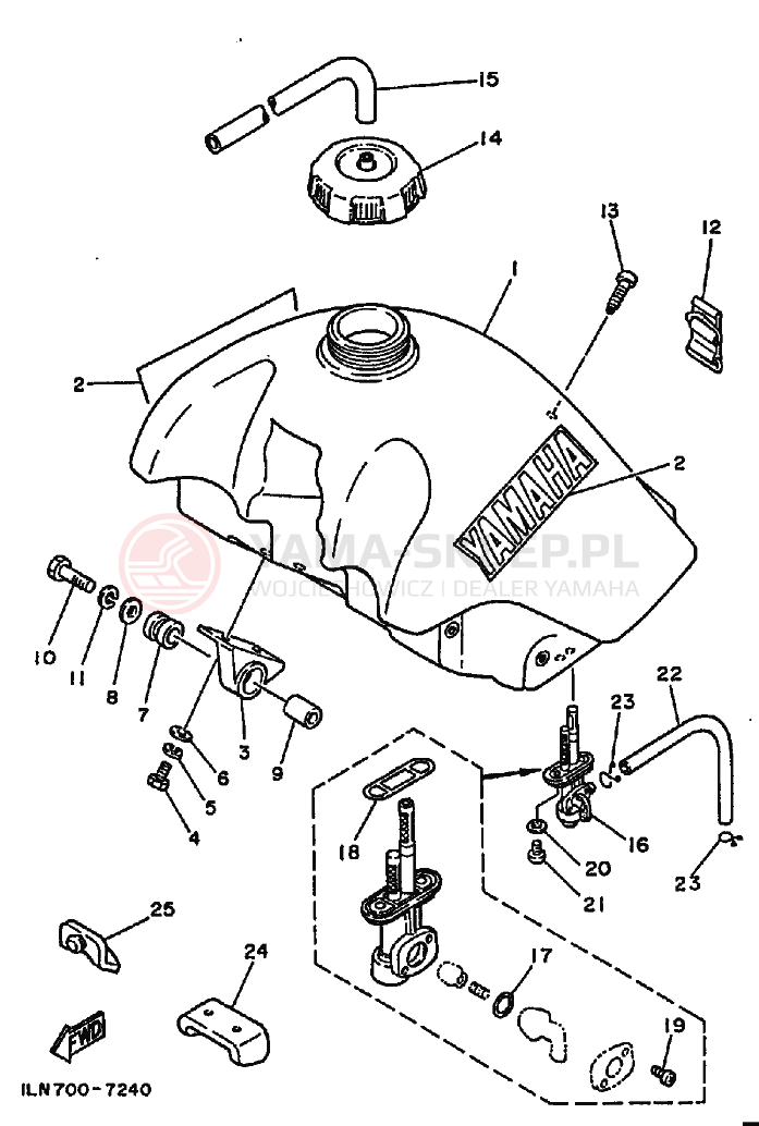 Schemat "zbiornik paliwa" do Yamaha TT350