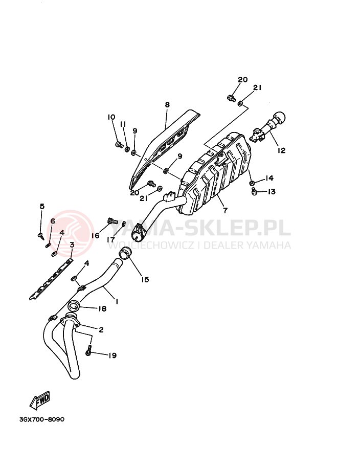 Schemat "Wydech końcowy" do Yamaha AG200E