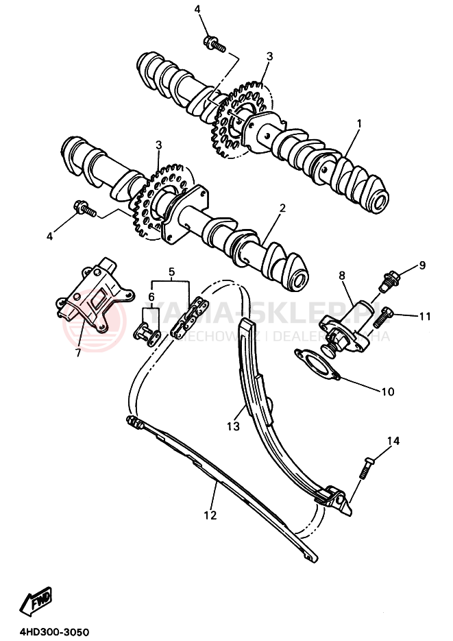 Schemat "Rozrząd - łańcuszek" do Yamaha YZF750R