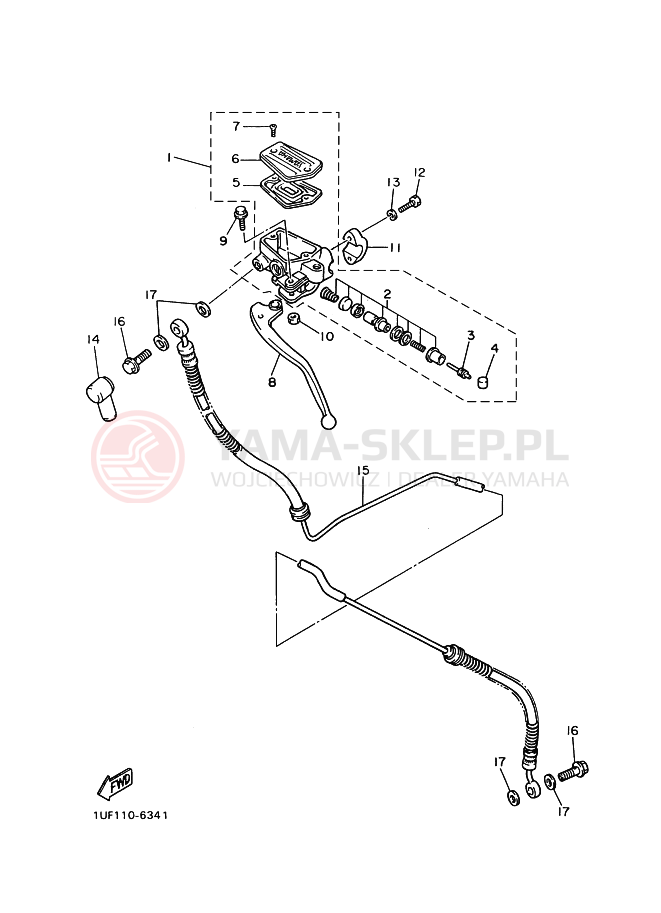Schemat "Pompa hamulcowa przednia" do Yamaha FZX750