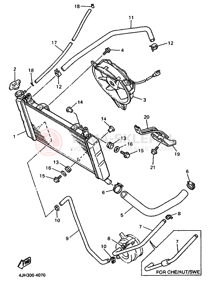 Schemat "Układ chlodzenia" do Yamaha FZR600R