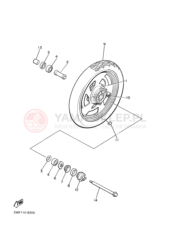Schemat "Koło przód" do Yamaha VMX12 VMAX