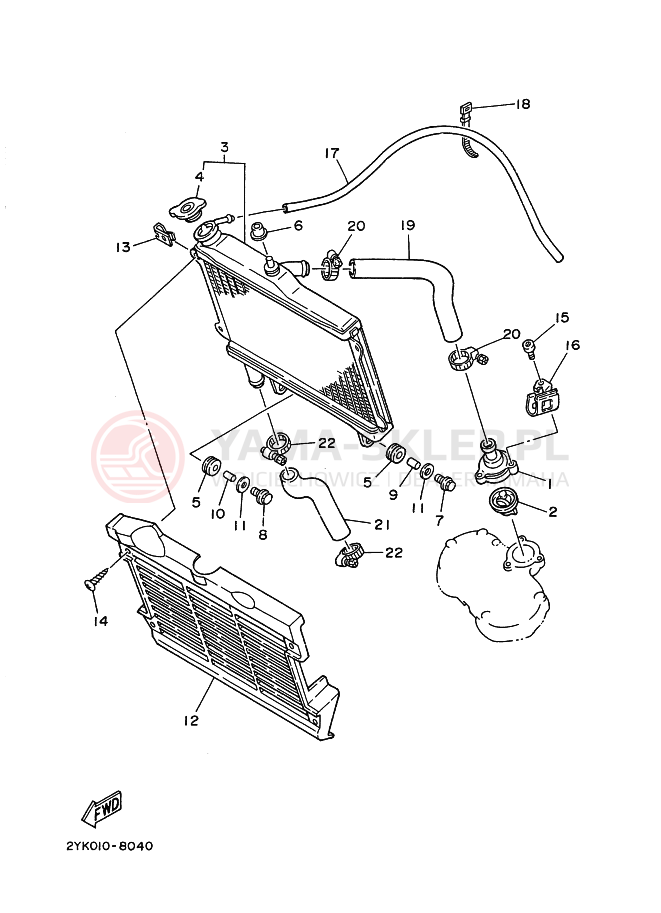 Schemat "Węże chłodnicy" do Yamaha TDR240
