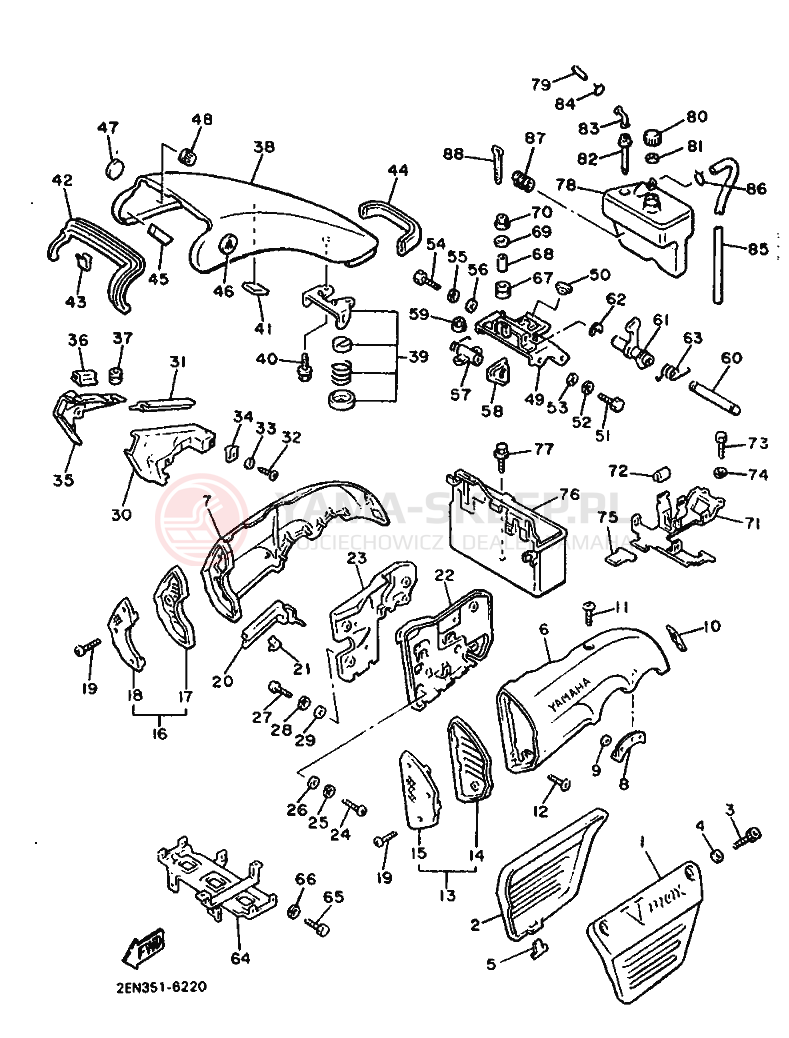 Schemat "Pokrywa boczna" do Yamaha VMX1200