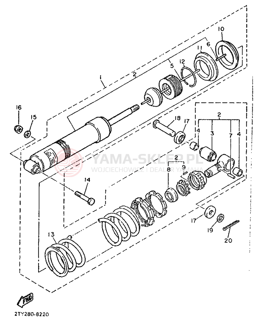 Schemat "zawieszenie tył" do Yamaha XT500T
