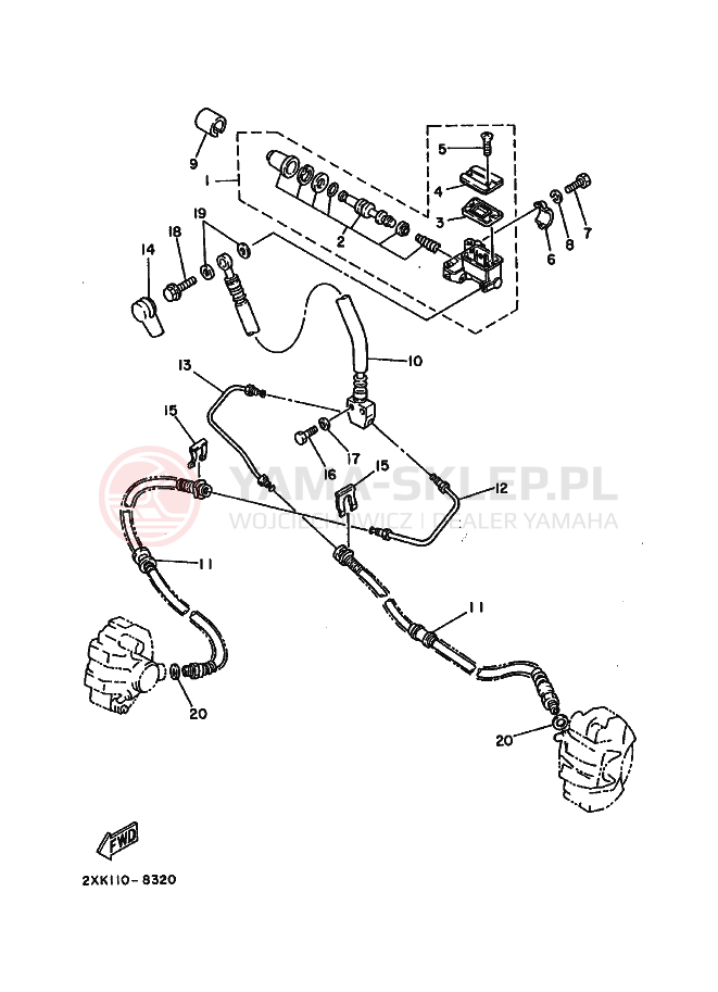 Schemat "Pompa hamulcowa przednia" do Yamaha WARRIOR