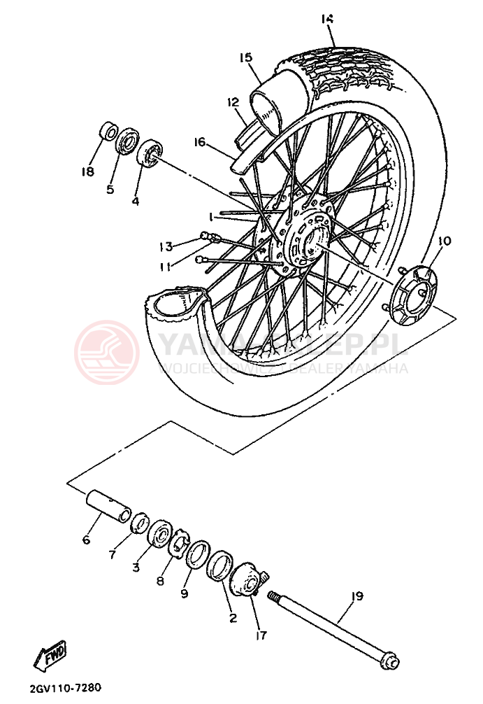 Schemat "Koło przód" do Yamaha XV500 VIRAGO