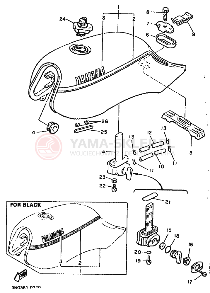 Schemat "zbiornik paliwa" do Yamaha XJ900
