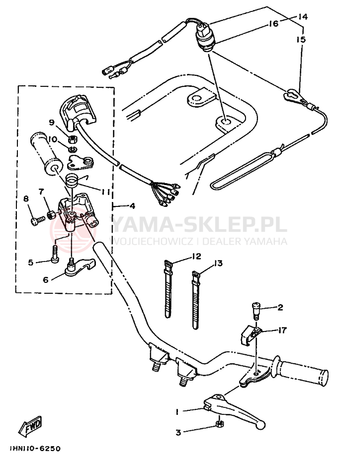 Schemat "Kierownica i osprzęt" do Yamaha YF60