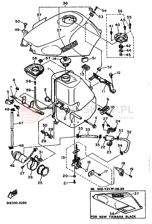 Schemat "zbiornik paliwa" do Yamaha FZR500