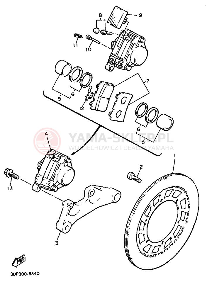 Schemat "Zacisk hamulcowy tylny" do Yamaha XVZ12TD VENTURE ROYAL