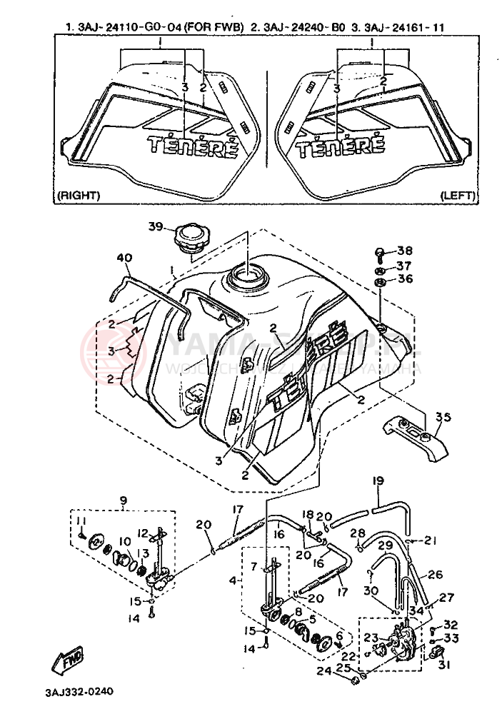 Schemat "zbiornik paliwa" do Yamaha XT600Z TENERE