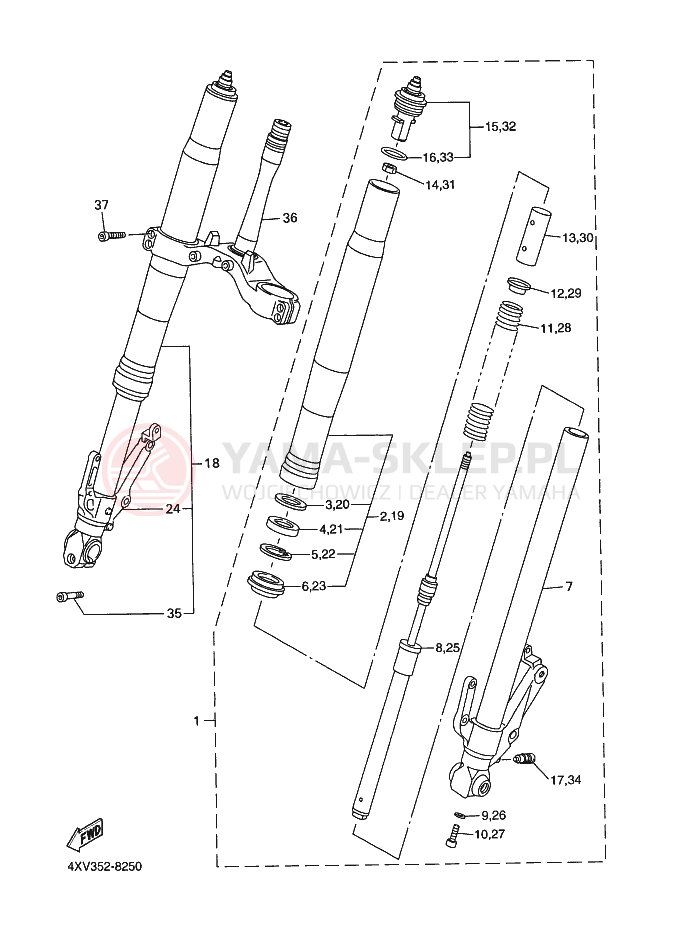 Schemat "Amortyzatory przód" do Yamaha YZF-R1 R1