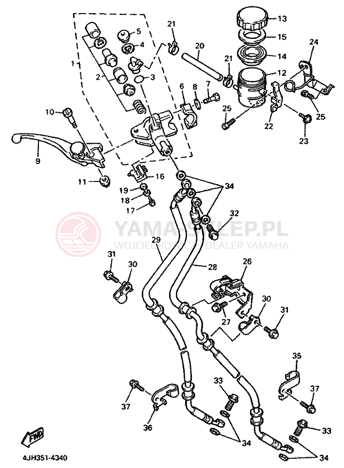 Schemat "Pompa hamulcowa przednia" do Yamaha FZR600R