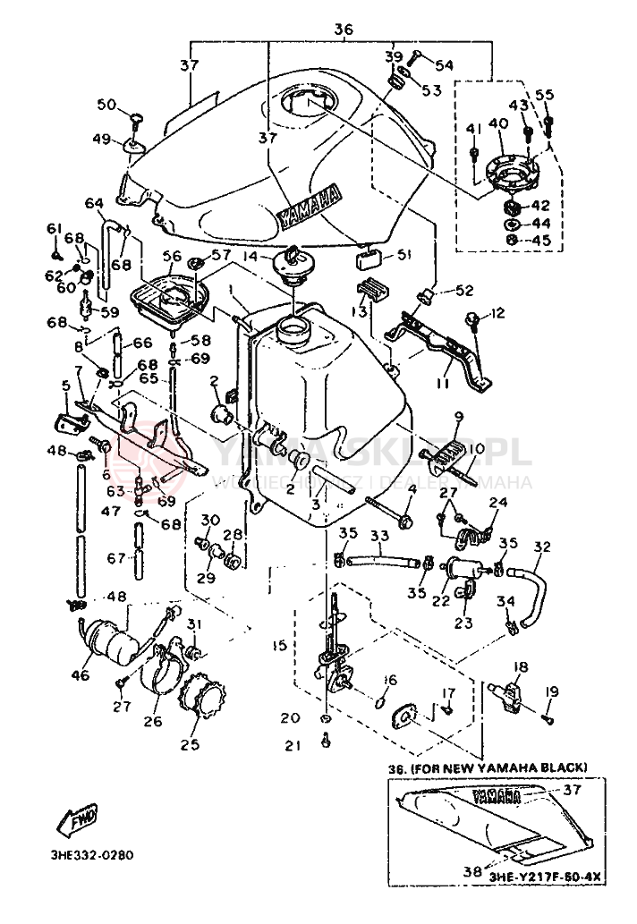 Schemat "zbiornik paliwa" do Yamaha FZR600 GENESIS