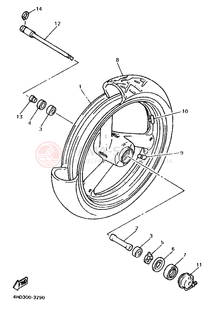 Schemat "Koło przód" do Yamaha YZF750R