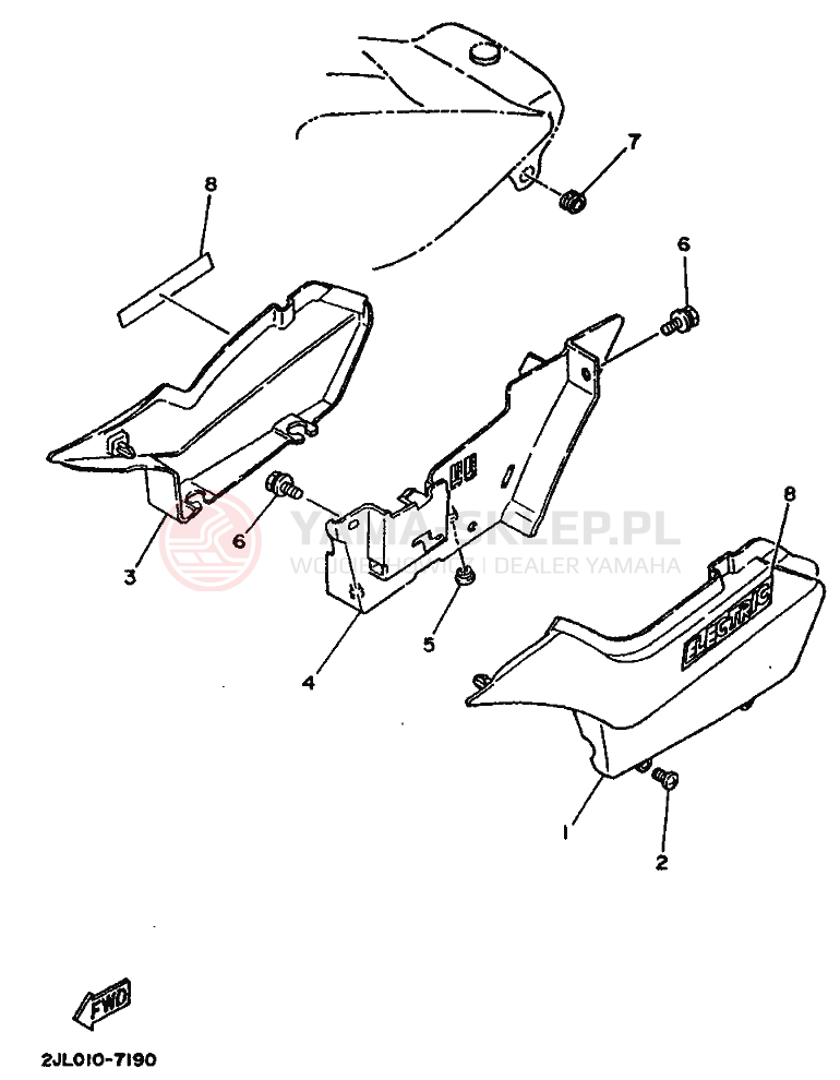Schemat "Pokrywa boczna" do Yamaha TW200E