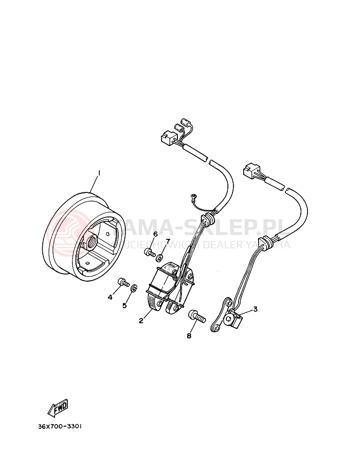 Schemat "prądnica" do Yamaha AG200F