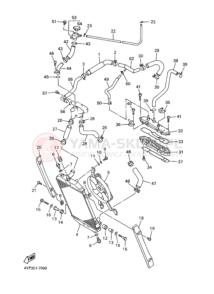 Schemat "Układ chlodzenia" do Yamaha XVZ1300A ROYALSTAR