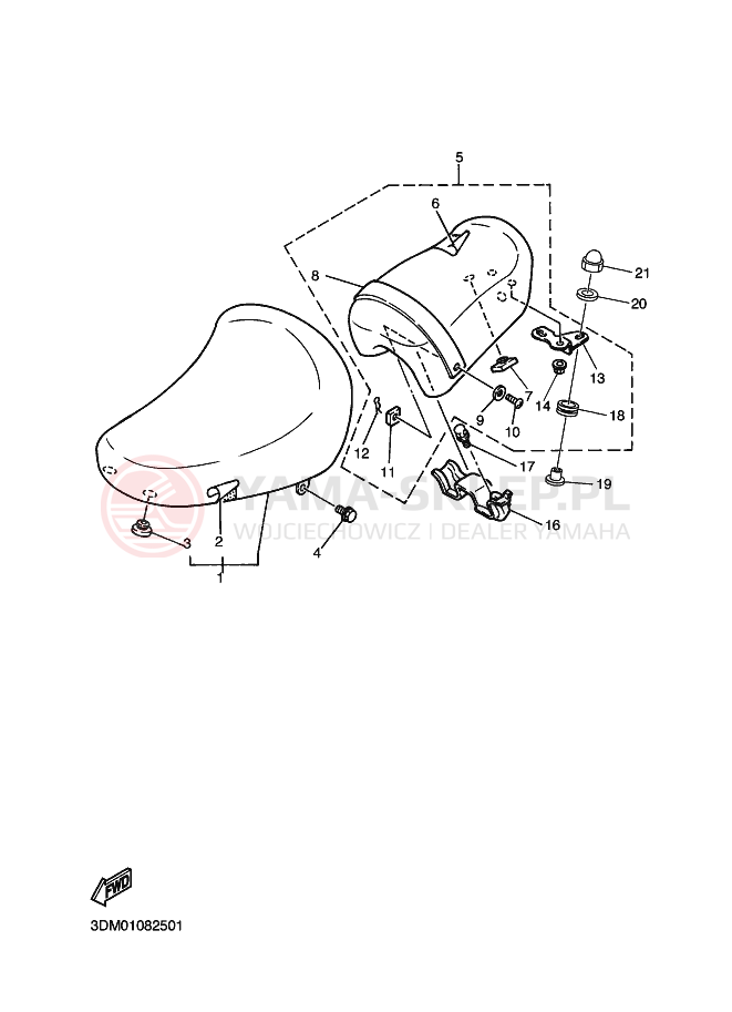 Schemat "siedzenie" do Yamaha XV250 VIRAGO