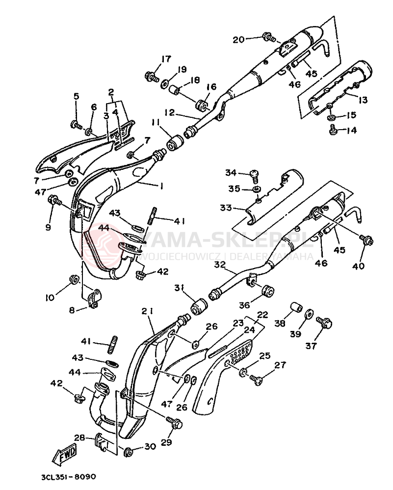 Schemat "Wydech końcowy" do Yamaha TDR240