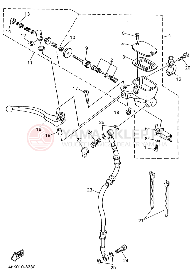 Schemat "Pompa hamulcowa przednia" do Yamaha XJ600S DIVERSION