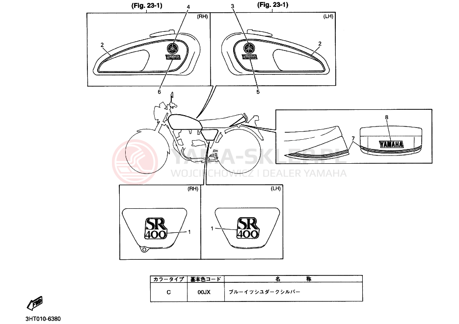 Schemat "naklejki" do Yamaha SR400
