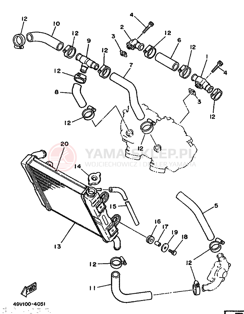 Schemat "Układ chlodzenia" do Yamaha TZ250