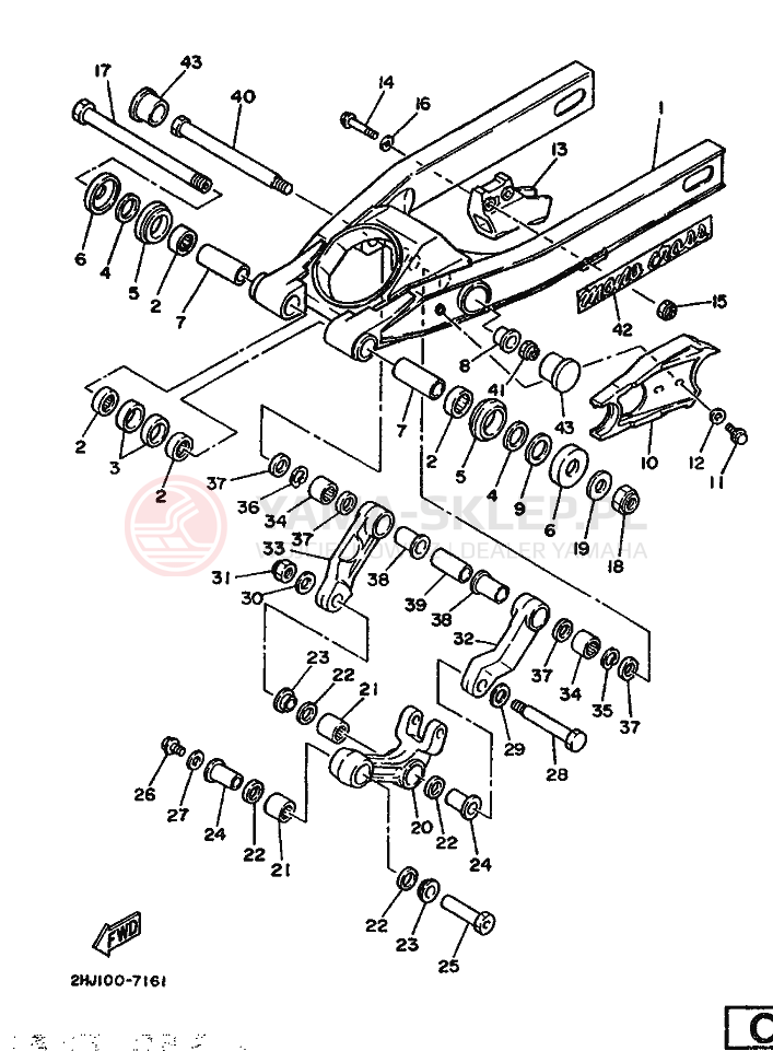 Schemat "wahacz" do Yamaha YZ490 YZ490U