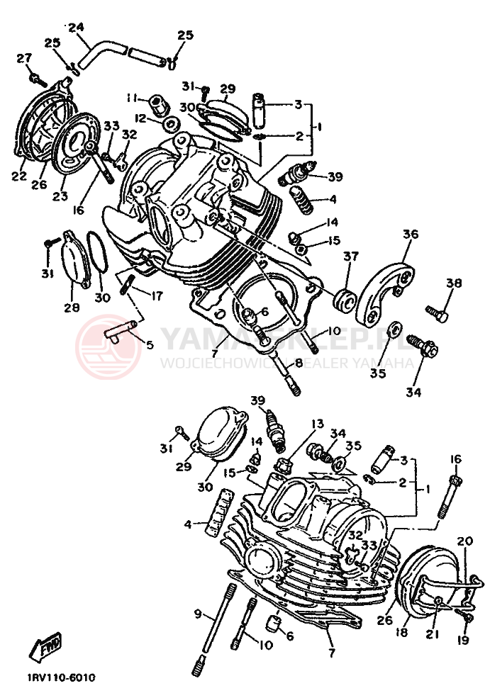 Schemat "głowica" do Yamaha XV750 XV750J VIRAGO 750