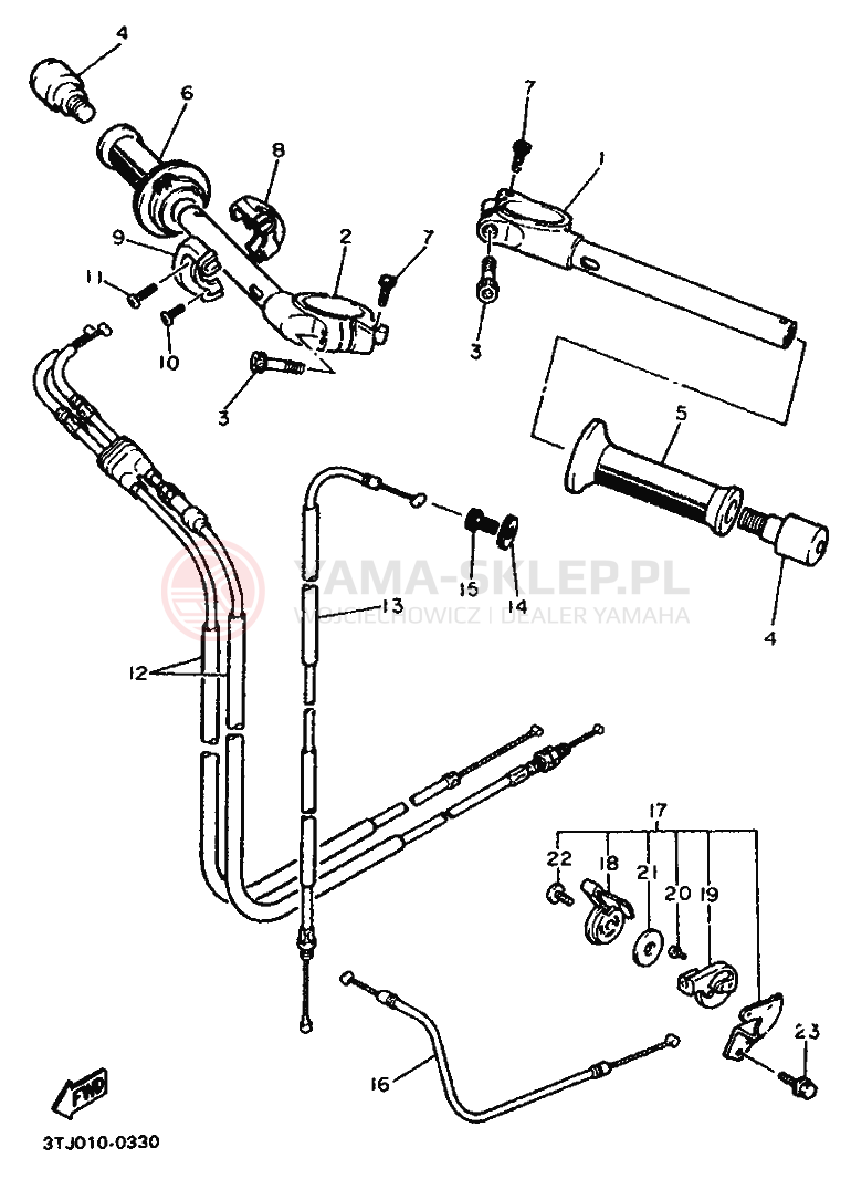 Schemat "Kierownica i osprzęt" do Yamaha FZR400RR