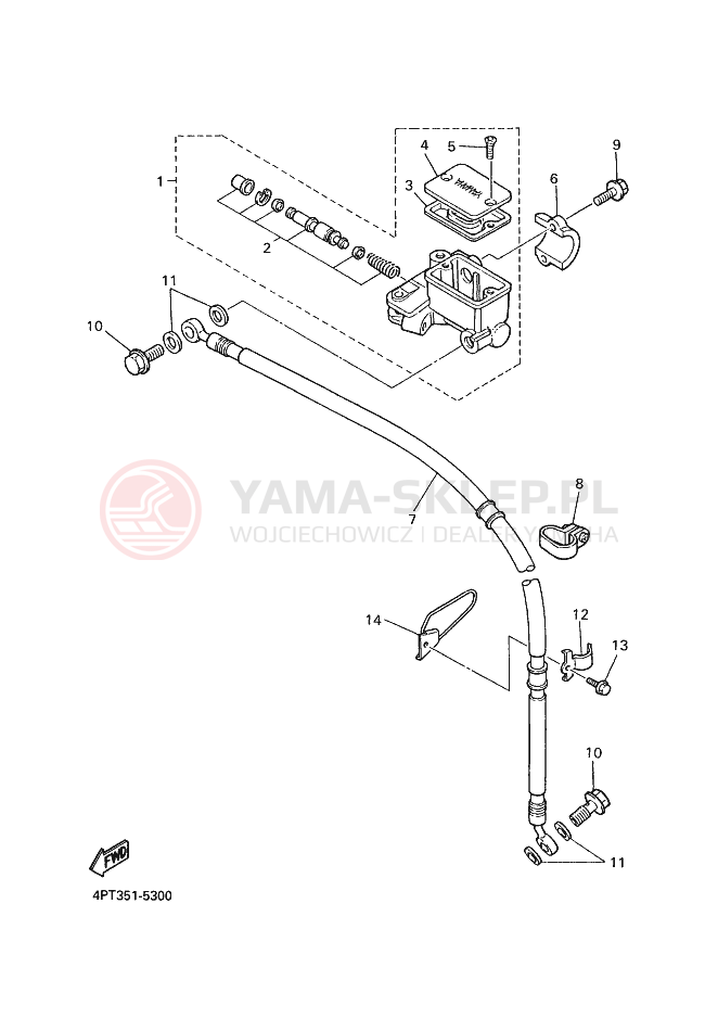 Schemat "Pompa hamulcowa przednia" do Yamaha XT500E