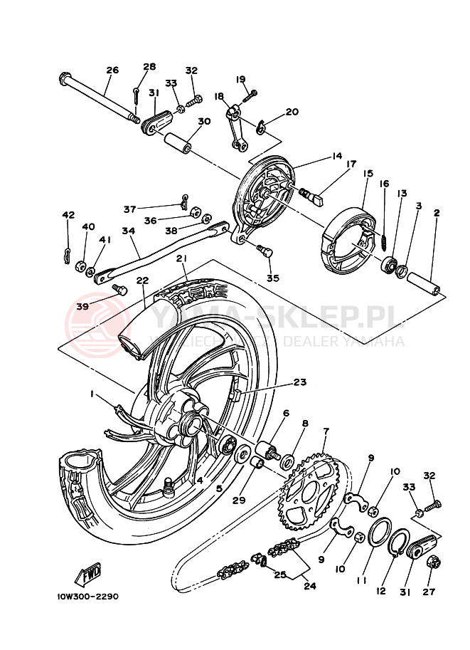Schemat "Koło tył" do Yamaha RD75LC