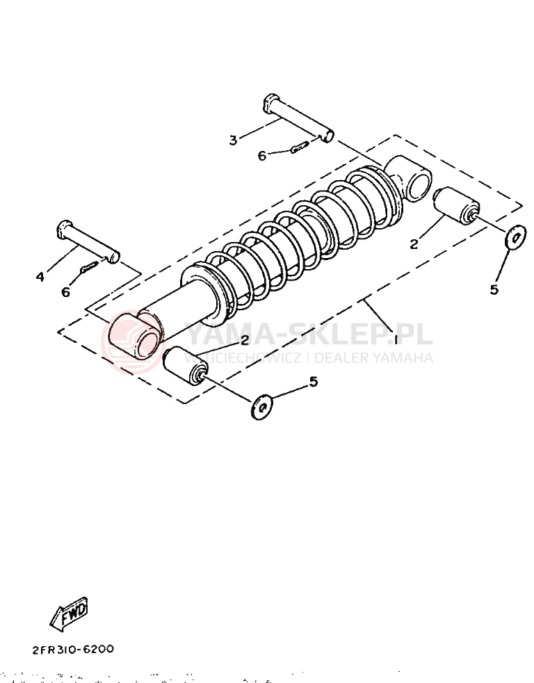 Schemat "zawieszenie tył" do Yamaha RD50M