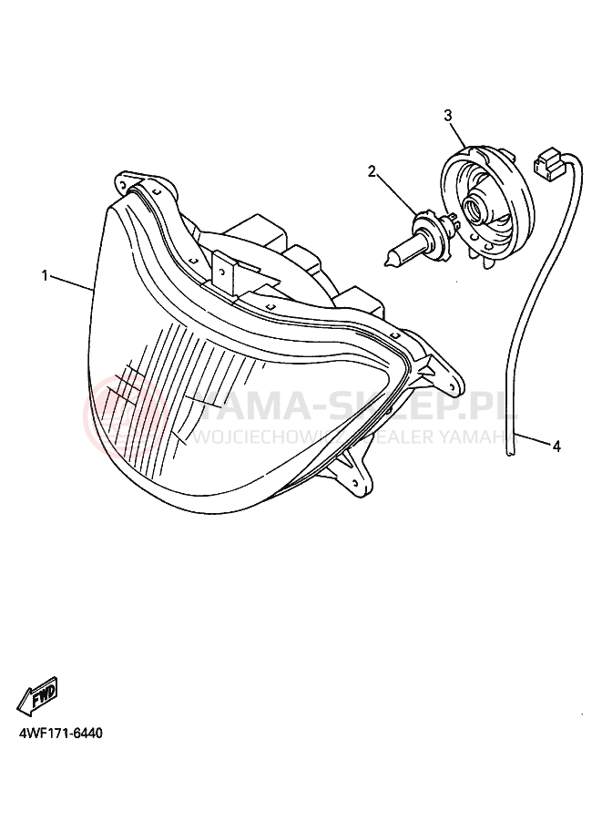 Schemat "Lampa przód" do Yamaha YZF600R YZF600RK YZF