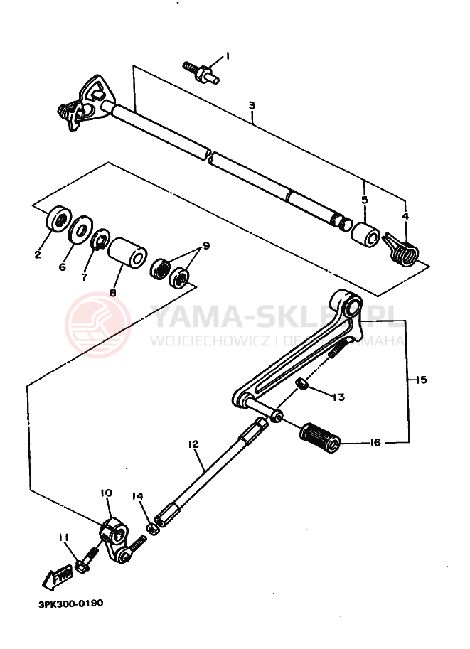 Schemat "Dźwignia zmiany biegów, wałek" do Yamaha FZR750R