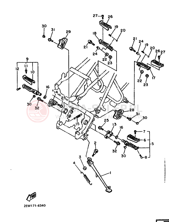 Schemat "Stopka postojowa i podnóżki" do Yamaha FZ600