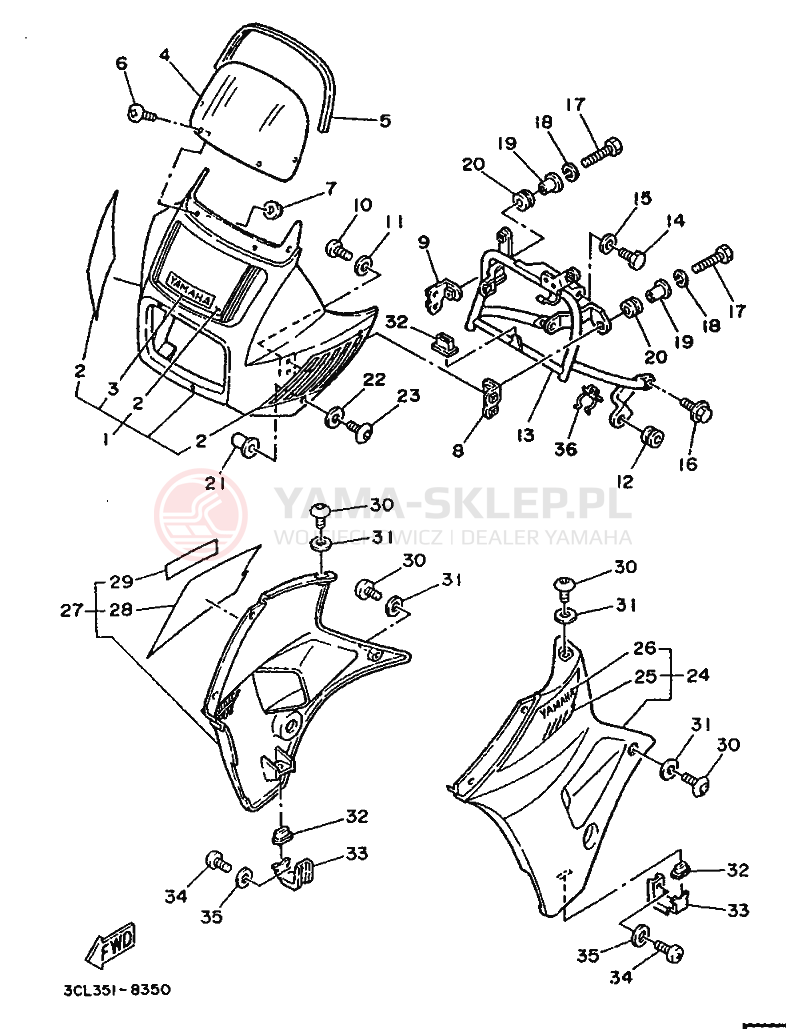 Schemat "elementy nadwozia" do Yamaha TDR240