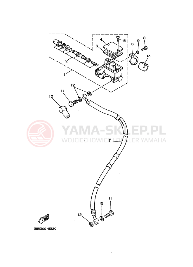 Schemat "CYLINDER MASTER" do Yamaha DT125R