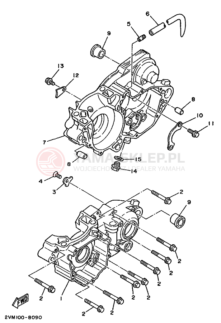 Schemat "Pokrywa silnika" do Yamaha YZ250
