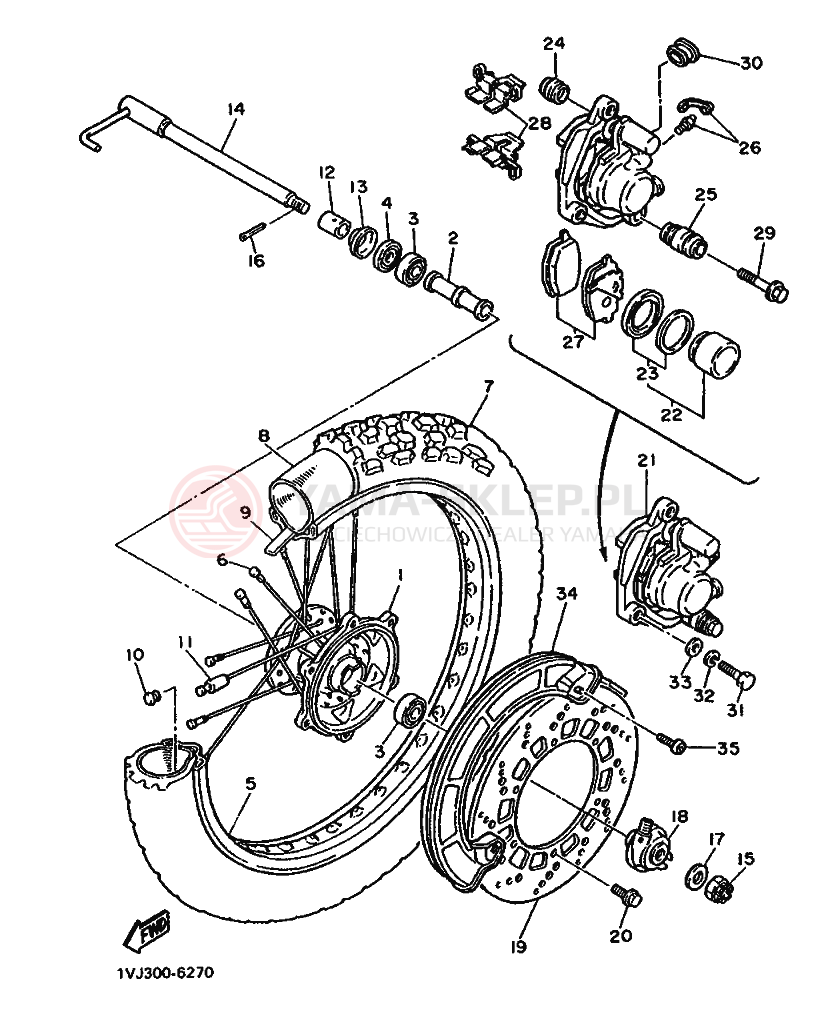 Schemat "Koło przód" do Yamaha XT600Z