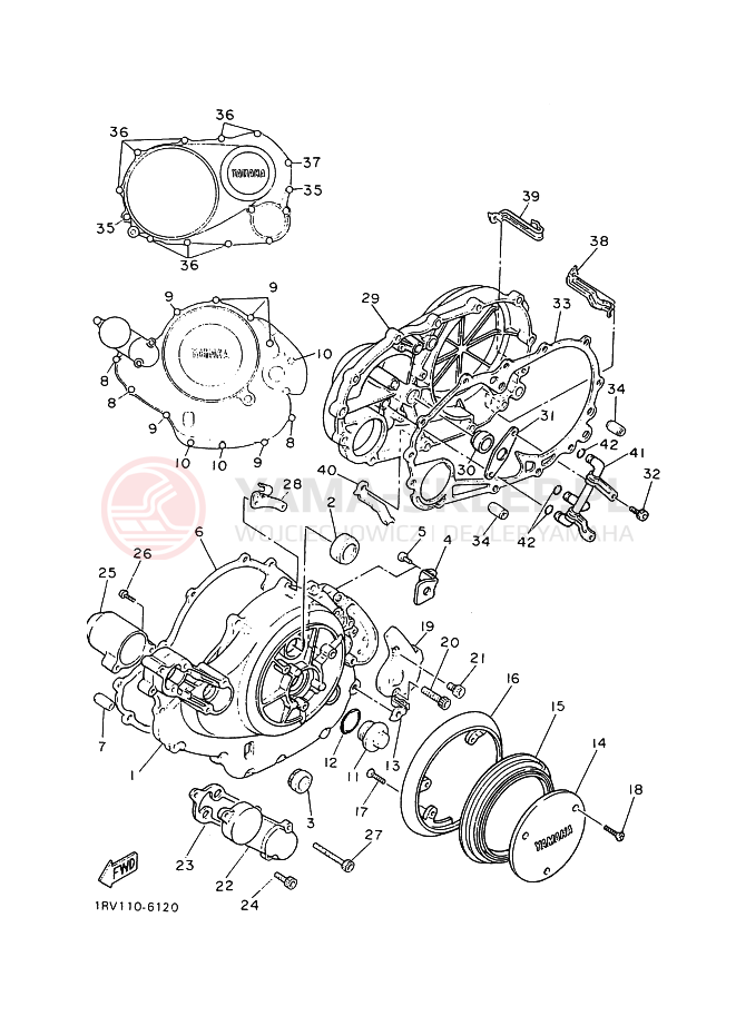 Schemat "Pokrywa silnika" do Yamaha XV1100 VIRAGO